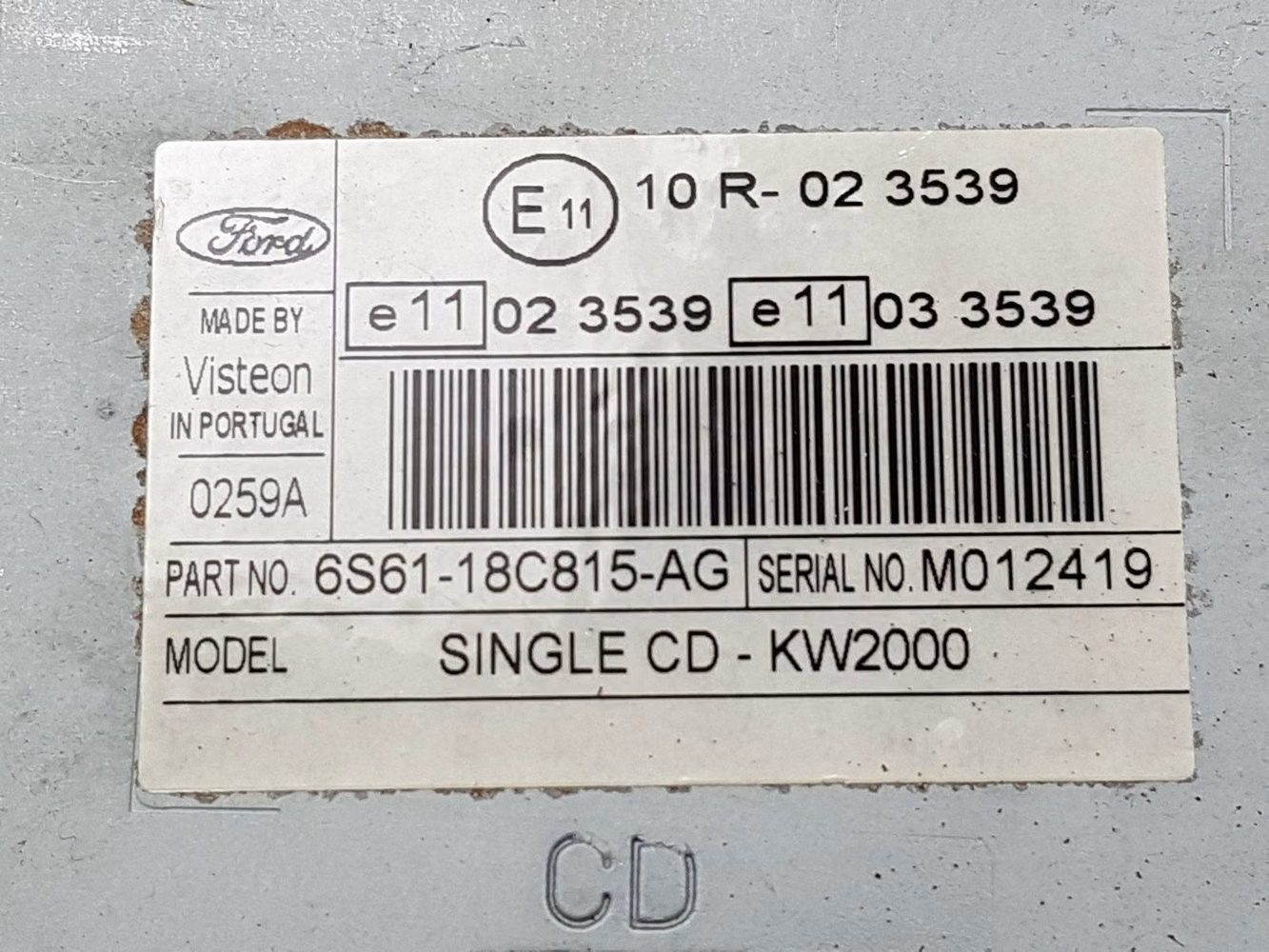 Ford Visteon SINGLE CD - KW2000 M012419